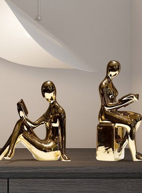 轻奢现代办公室书房美女书靠书挡书夹书立摆件客厅酒柜装饰品摆设