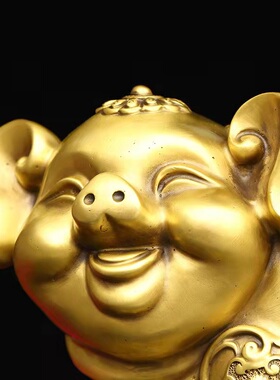 纯铜猪摆件存钱金猪可爱生肖猪吉祥金钱猪办公桌面客厅现代工艺品