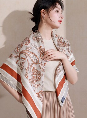 真丝丝巾羊毛围巾女2024新款大方巾三角披肩秋冬季羊绒纱夏季薄款