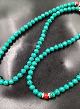 绿松石佛珠10mm挂链男女款多圈佛珠手串108颗圆珠项链毛衣链珠宝