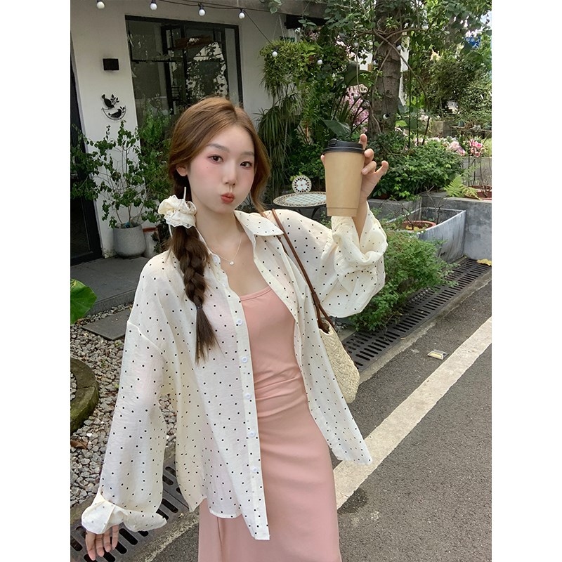 大码胖mm韩系甜美挂脖吊带连衣裙女秋季新款宽松百搭防晒上衣套装 - 图0