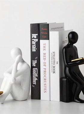 现代简约创意陶瓷人物书档书靠样板房售楼处桌面书桌软装饰品摆件