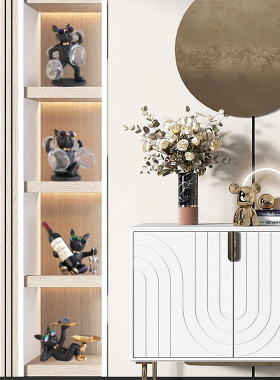 创意斗牛犬红酒架杯架摆件轻奢高档客厅酒柜电视柜装饰品摆设套装