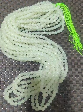 阿富汗玉青白色珠链项链108颗佛珠圆珠厂家串手串项链配珠