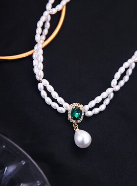 珍珠项链新娘婚纱配饰法式复古O形手工链脖链简约百搭气质女颈链
