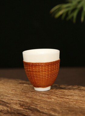 四川非遗手工中式竹编竹丝扣瓷茶具近山亮白组合套装功夫茶具