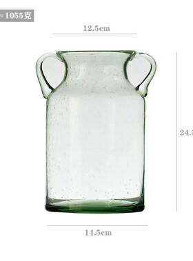 中古芬顿花边瓶南瓜形单耳绿色洒金纯手工琉璃花瓶水养插花器摆件