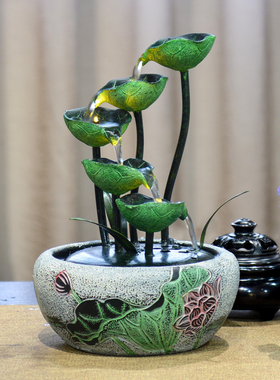 轮循环假山流水喷泉摆件室内桌面客厅美容院轻奢装饰招财