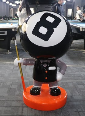 桌球台球会所落地卡通玻璃钢工艺品公仔厂家定制店门口雕塑大摆件