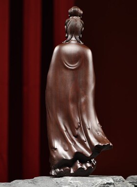 黑檀木雕摆件观音菩萨实木头质雕刻佛像家居客厅供奉红木工艺礼品