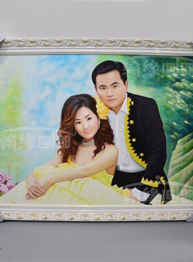 纯手绘肖像油画定制 人物肖像画生活婚纱照转油画像 传统手工订制