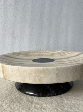 大理石桌面摆件黄洞石创意软装饰品几何装饰摆设天然石材艺术装置