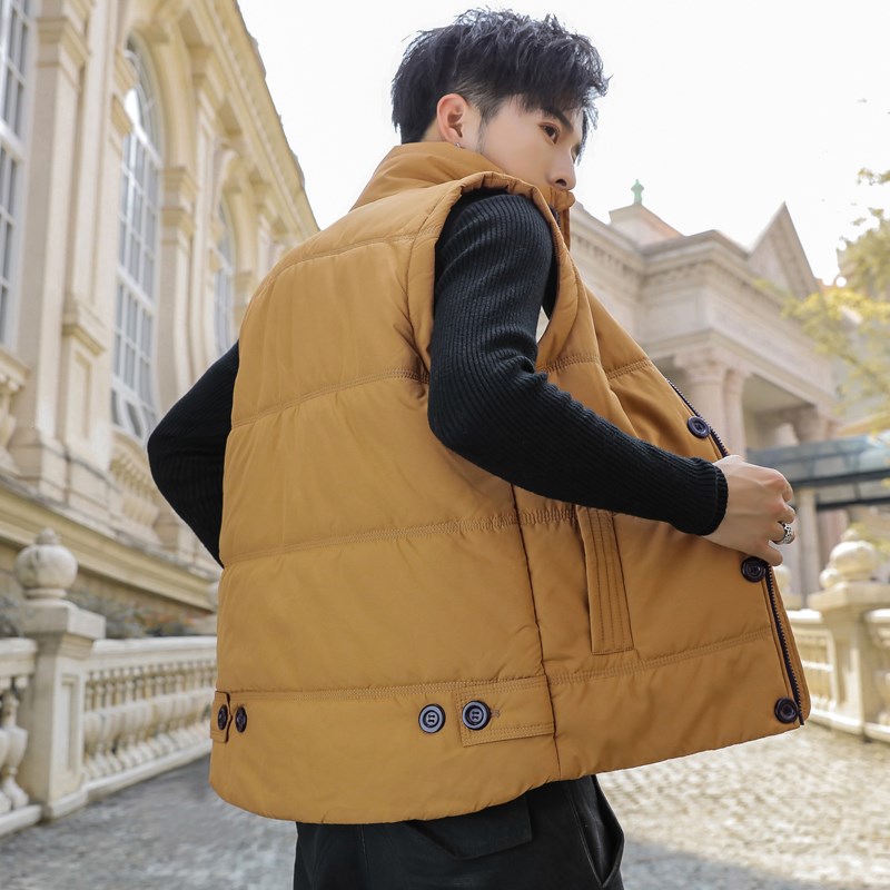 秋冬加厚羽绒棉服马甲外套时尚休闲青少年坎肩背心学生棉衣加大码 - 图1
