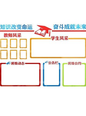 班级文化墙面贴纸教室布置装饰创意照片小学生教师风采展示公告栏