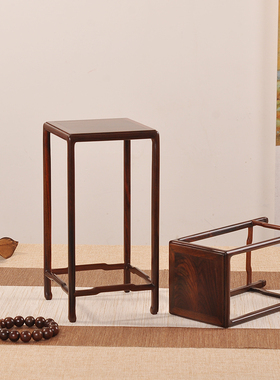 大红酸枝实木禅意新中式花瓶茶壶香炉创意盆栽展示桌面摆件花几托