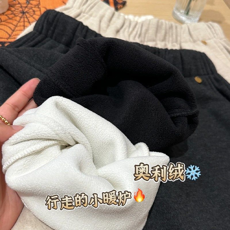 深灰色直筒休闲裤女2024秋冬新款胖妹妹mm高腰弹力显瘦毛呢卫裤潮,淘宝优惠券,粉丝福利购,淘宝优惠卷