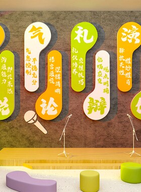 少儿口才教室装饰播音小主持人舞台背景布置机构环创文化墙面贴画