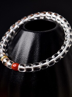 【附】正品天然直切桶珠净体白水晶手炼女转运青金石手串男士