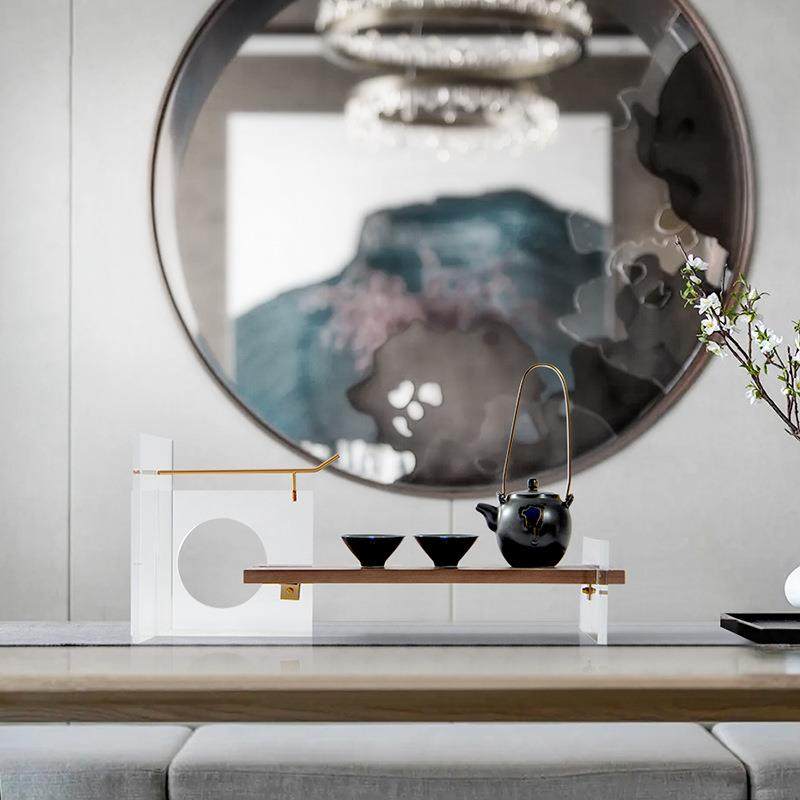 轻奢新中式亚克力架子摆件茶盘茶具底座置物架样板房家具软装饰品,淘宝优惠券,粉丝福利购,淘宝优惠卷