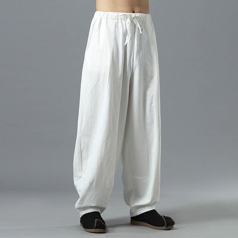 男士棉麻裤夏季薄款阔腿亚麻休闲裤男裤子宽松大码中国风麻料长裤,淘宝优惠券,粉丝福利购,淘宝优惠卷