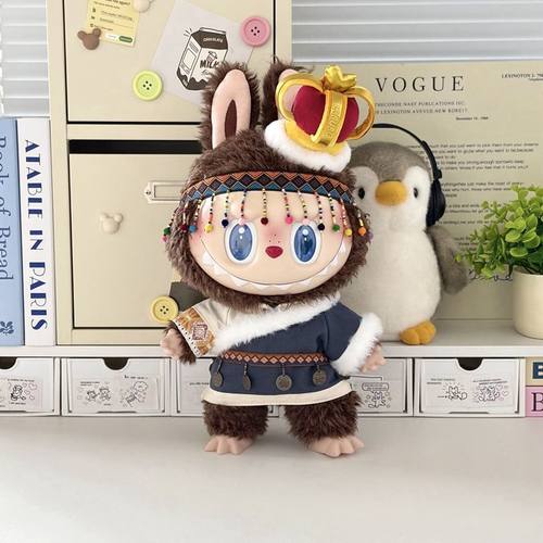 拉布布娃衣labubu挂件17cm毛绒布偶换装公仔民族藏衣服衣无娃无娃 - 图3