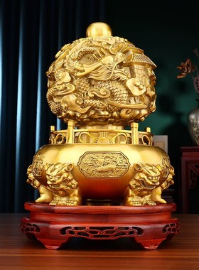 全黄铜九转乾f坤鼎摆件时来运转办公室客厅公司乔迁开业高档礼物