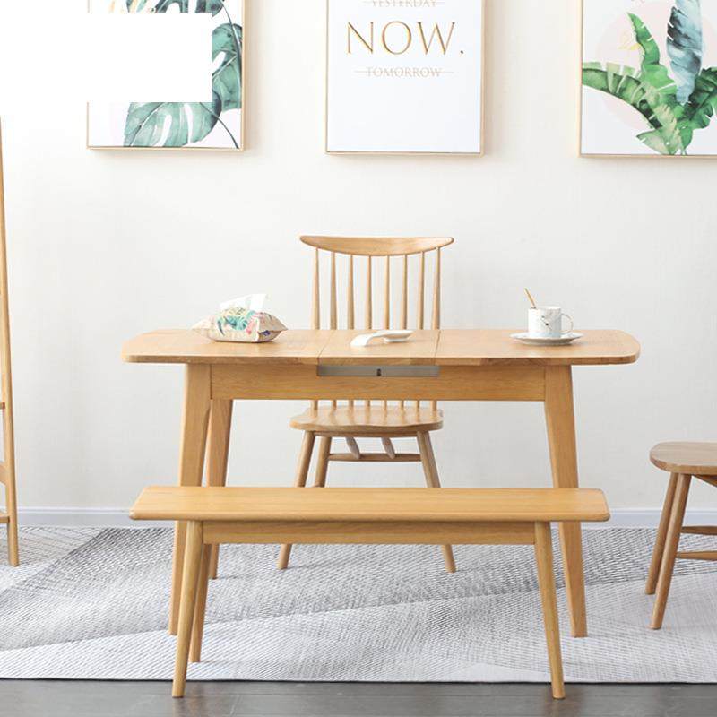 实木伸缩餐桌北欧小户型家用原木橡木日式长方形靠墙餐桌台椅组合,淘宝优惠券,粉丝福利购,淘宝优惠卷