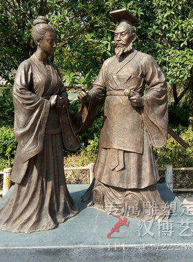 大禹治水景观雕像广场古代神话A传统玻璃钢铸铜人物景观雕塑制作