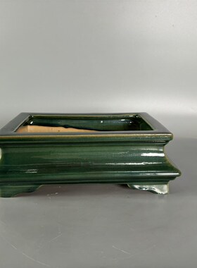 一风堂石湾花盆高温烧制收腰长发盆景盆内23x14x7cm