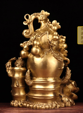 黄铜福禄高升葫芦摆件