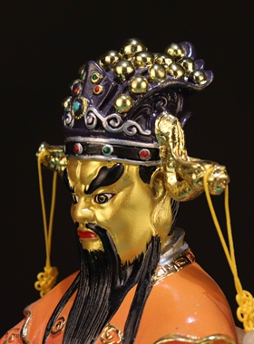 黄铜彩绘五台山广济龙王菩萨家用财神爷供奉摆件龙伍爷乔迁店铺礼
