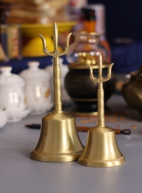 纯黄铜三清太极八卦法器铃摆件