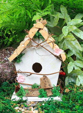 创意木屋b摆件小房子花园装饰户外庭院别墅造景道具幼儿园鸟窝布