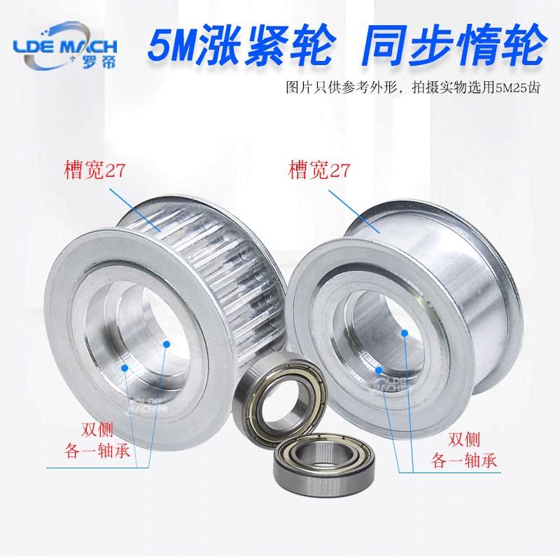 同步轮5M24齿涨紧轮调节导向轮5M带轴承同步轮惰轮槽宽2Z7同步带 - 图1