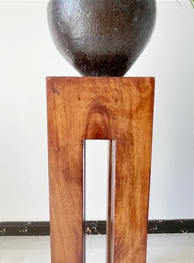 侘寂风中古实木墩底座q柱子花瓶客厅玄关中式民宿酒店复古造景摆