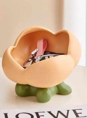 入户玄关钥匙收j纳摆件陶瓷花朵门口入门置物架托盘客厅家居装饰