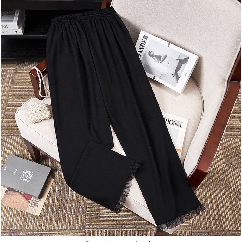 300斤特大码七分微喇裤女夏胖mm200高腰薄款显瘦蕾丝九分休闲裤子,淘宝优惠券,粉丝福利购,淘宝优惠卷