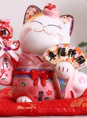 福缘猫 8寸幸福良缘夫妻猫陶瓷招财猫储蓄罐婚庆礼品摆件情侣猫咪