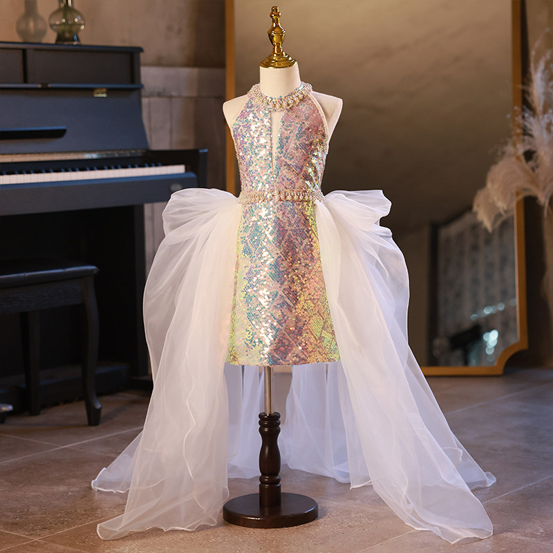 儿童礼服女童高端模特走秀2023春季新款轻奢小女孩主持钢琴演出服,淘宝优惠券,粉丝福利购,淘宝优惠卷