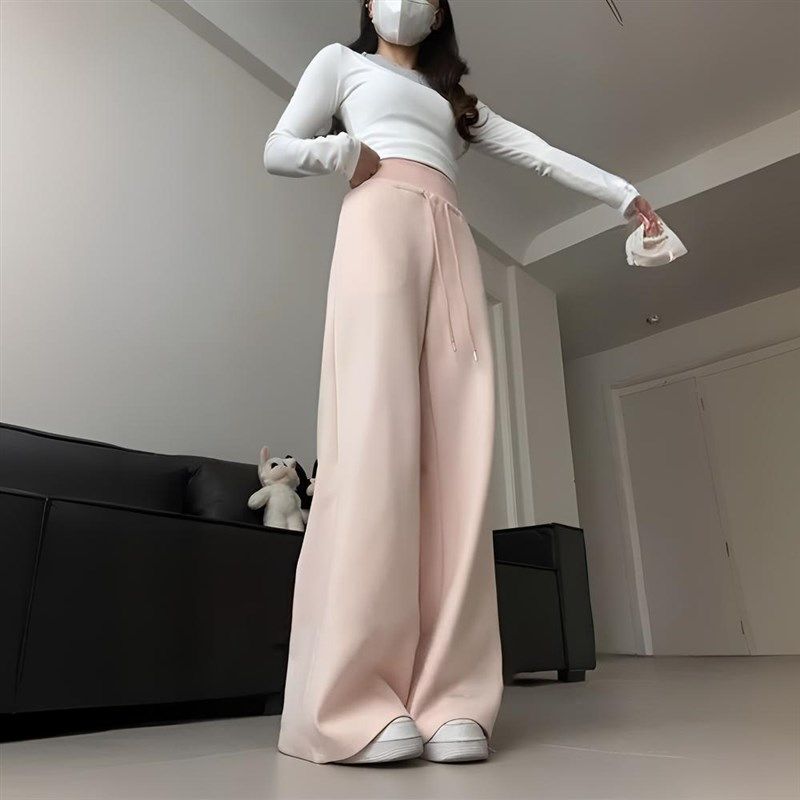 300斤大码女装甜美风粉色休闲卫裤女胖mm裤子高腰垂感美式运动裤,淘宝优惠券,粉丝福利购,淘宝优惠卷