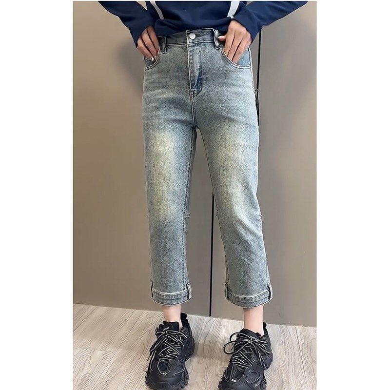 梨型身材裤子大码高腰设计感九分牛仔裤女春胖mm显瘦直筒烟管裤子,淘宝优惠券,粉丝福利购,淘宝优惠卷