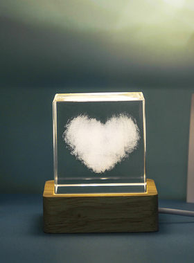 创意云朵太阳系方l体水晶小摆件办公室书房桌面装饰品送人生日礼