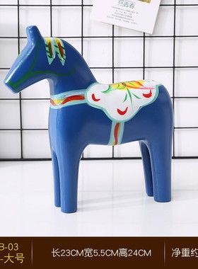 小摆件木马摆设创意手工木制品桌面木质复L古家居房间装饰木头工
