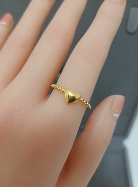 2023年秋新款金属不易掉v色时髦素圈金色戒指高级感冷淡指环保色