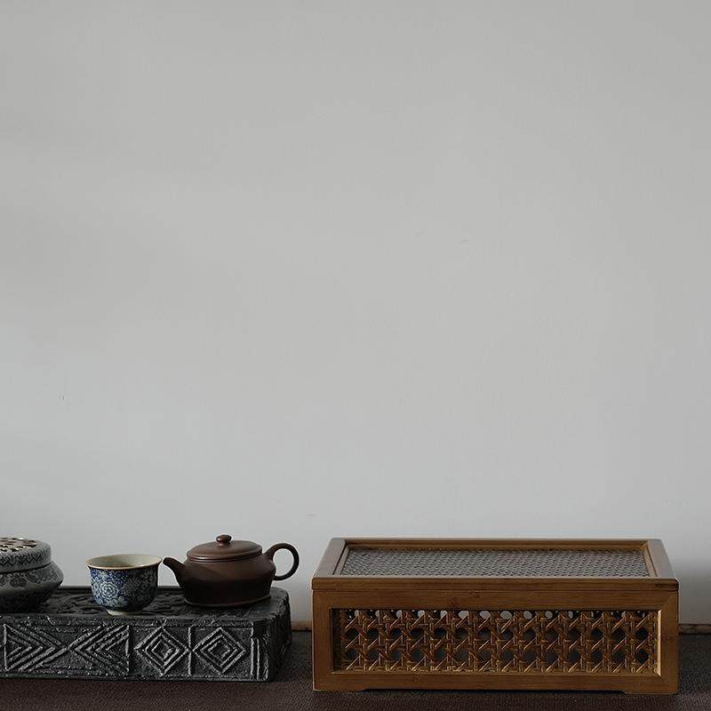 复古竹制镂空茶具带盖收纳盒紫茶壶收纳盒茶托盘,淘宝优惠券,粉丝福利购,淘宝优惠卷