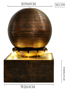 大型圆球流水喷泉k摆件创意庭院落地鱼池水景室内户外招财转运装