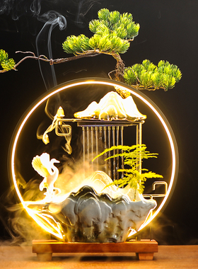 中式禅意循环流水喷泉q招财摆件客厅办公室桌面雾化加湿器开业礼