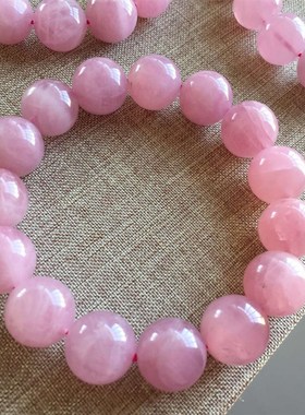天然粉水晶手链 大颗粒马粉手串粉晶粉色饰品女礼物招桃花仙女款