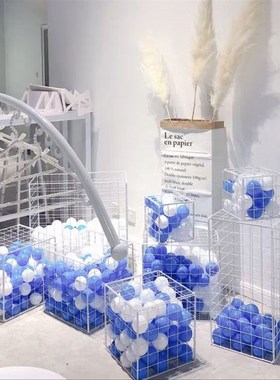 铁艺网格海洋波波球框网红服装奶茶店门前立柱橱窗展示台装饰摆件