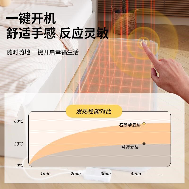 Bedroom bedside heated carpet carbon crystal graphene w electric heating winter yoga fitness heating blanket floor heating floor mat